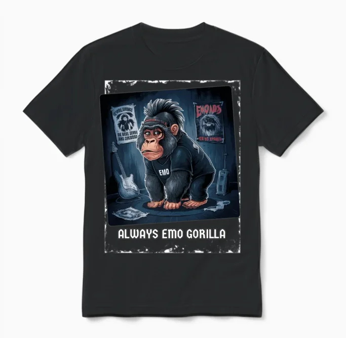 Always Emo Gorilla Admirers Premium Unisex T-Shirt in Black