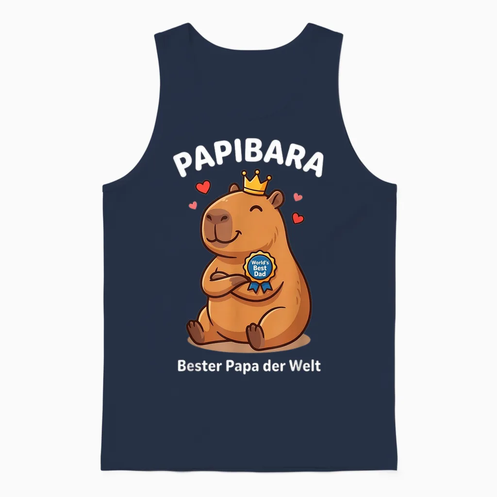 Papibara Capybara Papa Vatertag Lustiger Bester Vater Lustig Unisex Tank Top in Navy