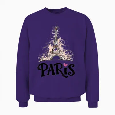 Eiffel Tower Paris Holiday France Souvenir Women Girls Unisex Sweatshirt - Purple