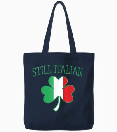 Still Italian Shamrock St Patrick's Day Italy Flag Clover Tote Bags - Navy