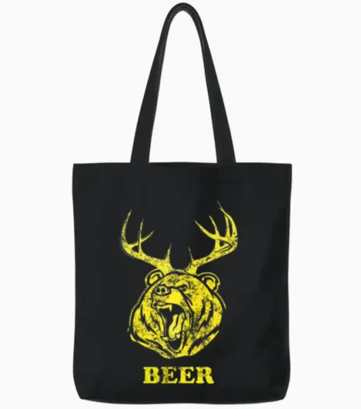 Bear-Deer - Wildlife Tote Bags in Black