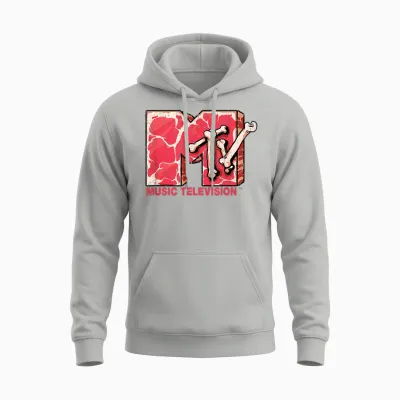 Mtv Logo Flesh and Bones Meat Beef Steak Raw Meat Mtv Unisex Hoodie - Ash