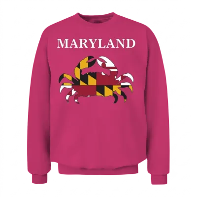 Maryland State Maryland Flag Crab Art Blue Crab Unisex Sweatshirt - Heliconia