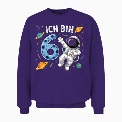 Ich Bin 6 Astronaut Sechster Geburtstag Unisex Sweatshirt - Purple