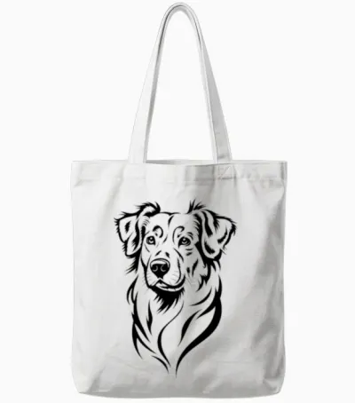Loyal Dog – Detailed Dog Illustration Tote Bags - White