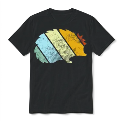 Hedgehog Retro Unisex T-Shirt - Black