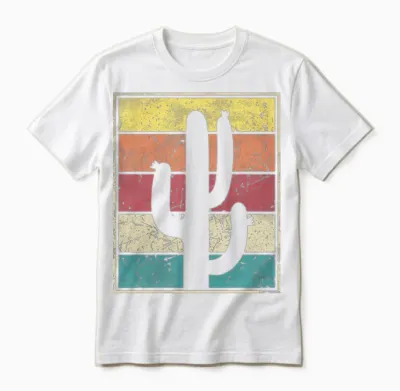 Cactus Vintage Retro Stripes Unisex T-Shirt - White