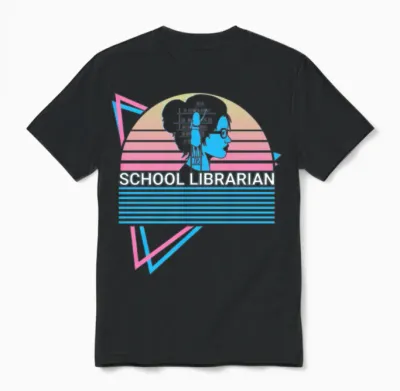 School Librarian Retro Unisex T-Shirt - Black