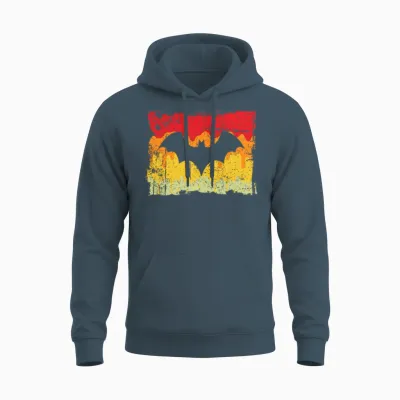 Bat Retro Unisex Hoodie - Dark Heather