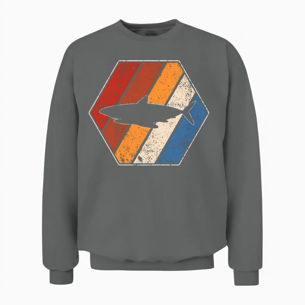 Shark Retro Unisex Sweatshirt in Graphite Heather