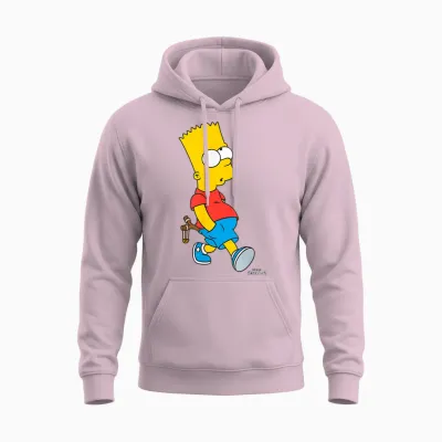 The Simpsons Bart Simpson with Slingshot Unisex Hoodie - Light Pink