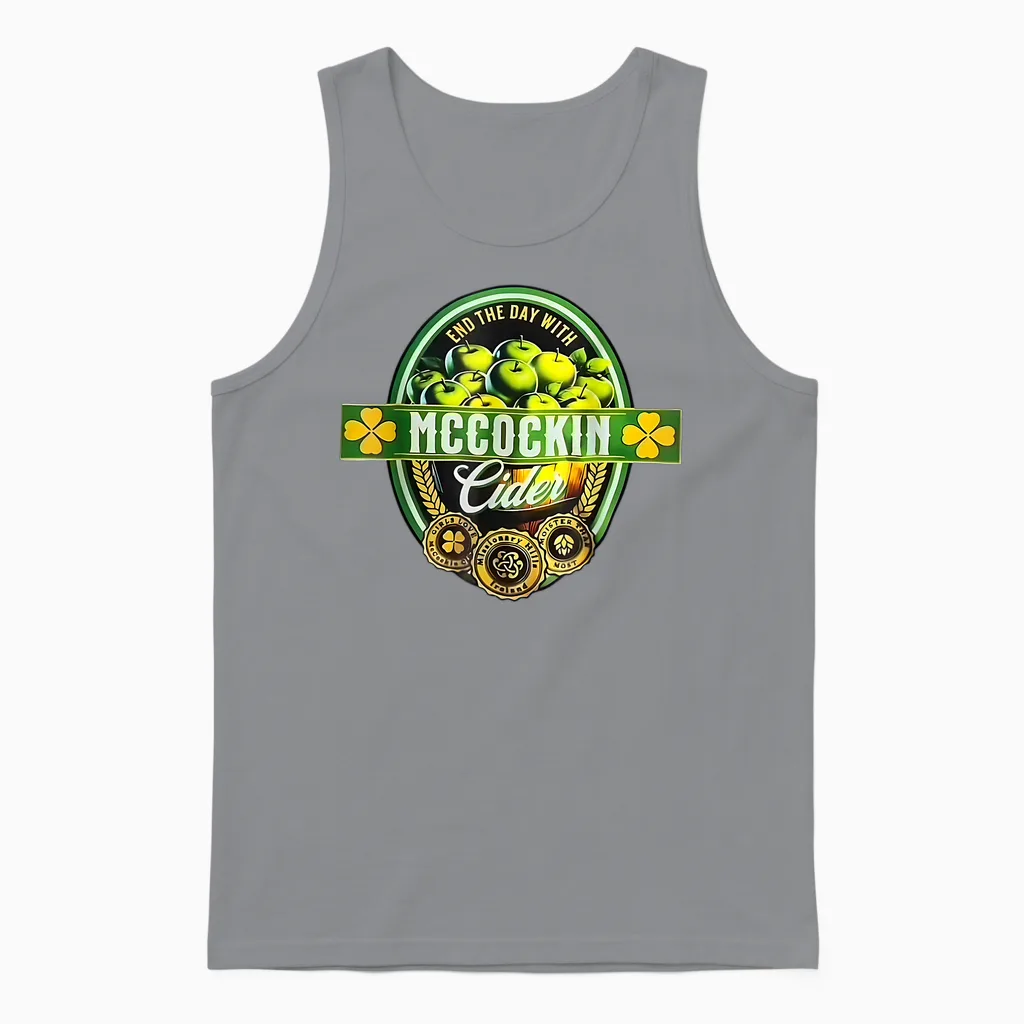 Vintage Maccockin Cider Funny St Patrick's Day Unisex Tank Top in Sport Grey