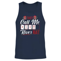 River Rat Funny Poker Player Texas Holdem Lucker Unisex Tank Top - Navy – 2