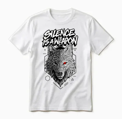Silent Predator Wolf Illustration Unisex T-Shirt - White