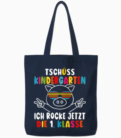 Kita Abschluss 2026 Tschüss Kindergarten Hallo 1. Klasse Tote Bags - Navy