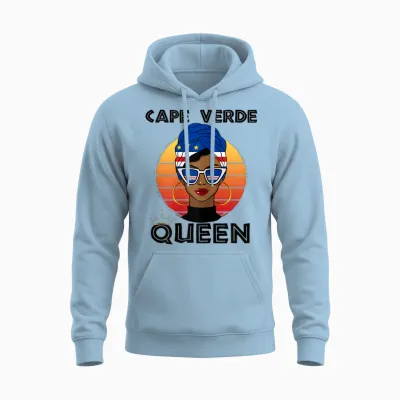 Cabo Verdian Queen African Queen Cabo Verde Flag Cabo Verde T-Shirt, White, Female X-Small Unisex Hoodie - Light Blue