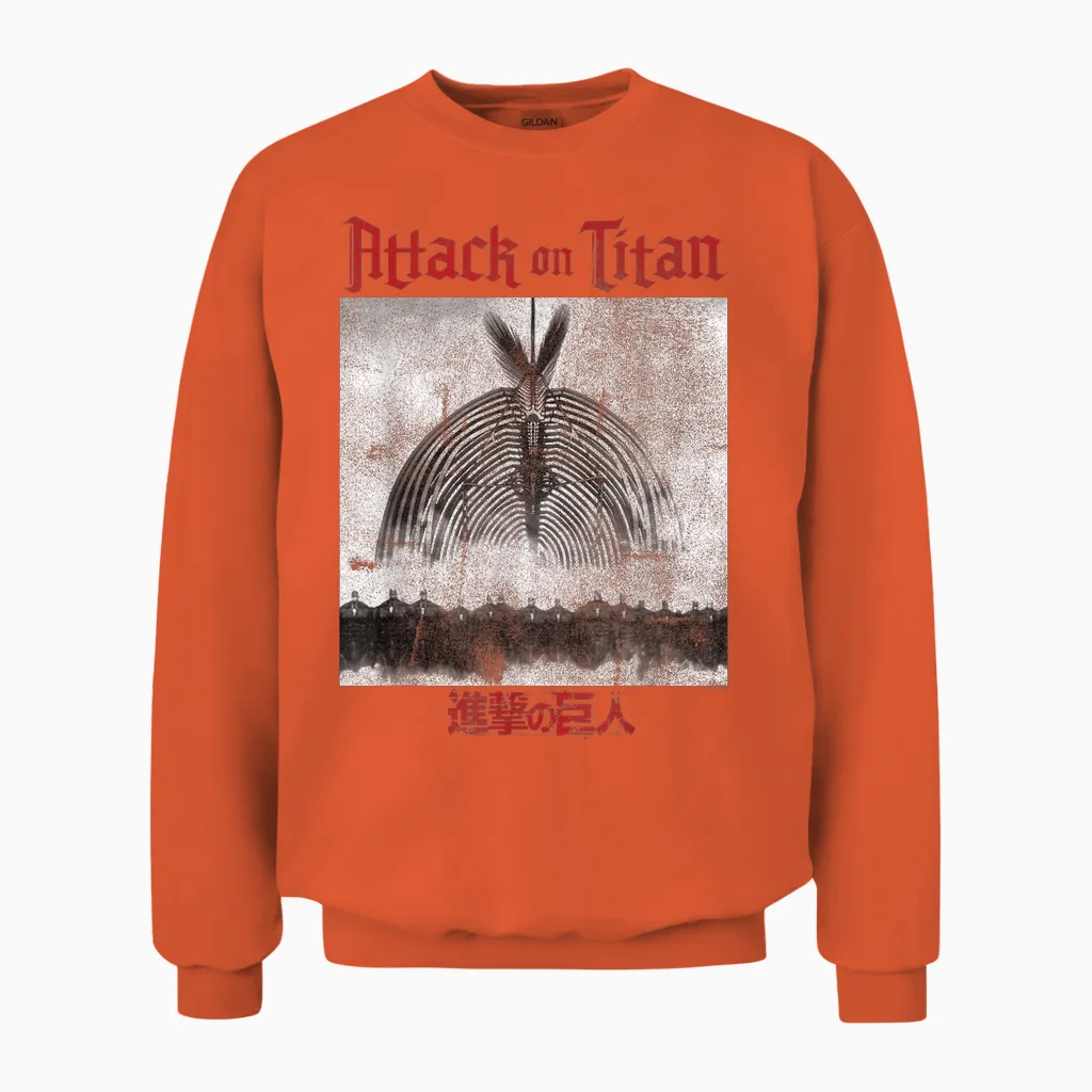Attack on Titan Season 4 the Rumbling T-Shirt, Black Unisex Sweatshirt in Orange