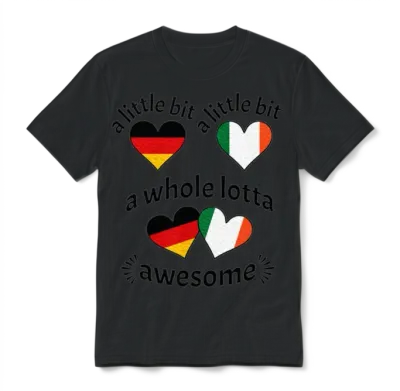 A Little Bit German Irish Ireland Heart Flags Unisex T-Shirt - Black