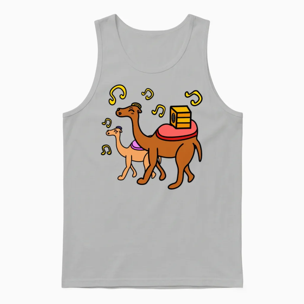 Funny Cartoon Camels Unisex Tank Top in Ash