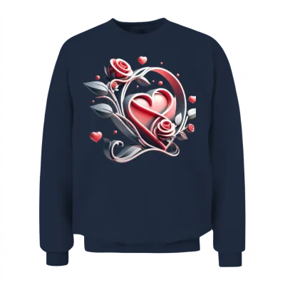 Valentine's Day Artistic Badge Design Unisex Sweatshirt - Navy