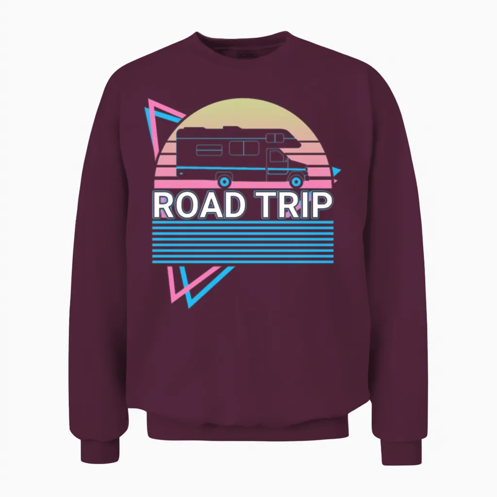 Road Trip Retro - Travel Unisex Sweatshirt in Maroon