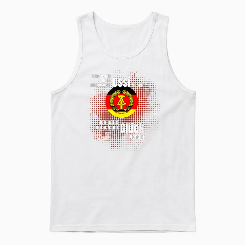 Ossi Ironie Humour East Germany Ddr Proud Happiness T-Shirt, Black Unisex Tank Top in White