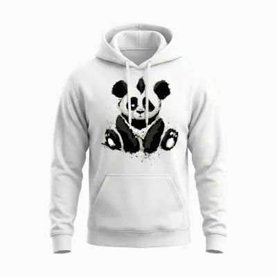 Inked Panda Bear Unisex Hoodie - White