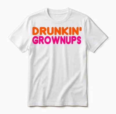 Drunken Grownups American Run on Beer T-Shirts, Black Unisex T-Shirt - White