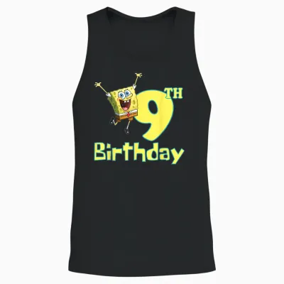 Mademark X Spongebob Squarepants - Spongebob Squarepants 9th Birthday Unisex Tank Top - Black