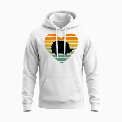 Ich Liebe Igel Retro Herz Tierfreund Igelfan Kinder Igel Unisex Hoodie - White