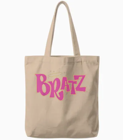 Bratz Yellow Pink Angel Logo Tote Bags - Natural