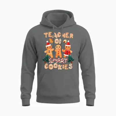 Christmas Teacher Cute Gingerbread Cookies Funny Holiday Unisex Hoodie - Graphite Heather