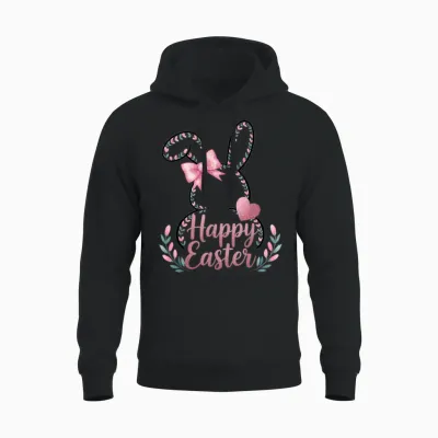 œufs De Lapin Happy Easter Day Cute Happy Easter Bunny Unisex Hoodie - Black