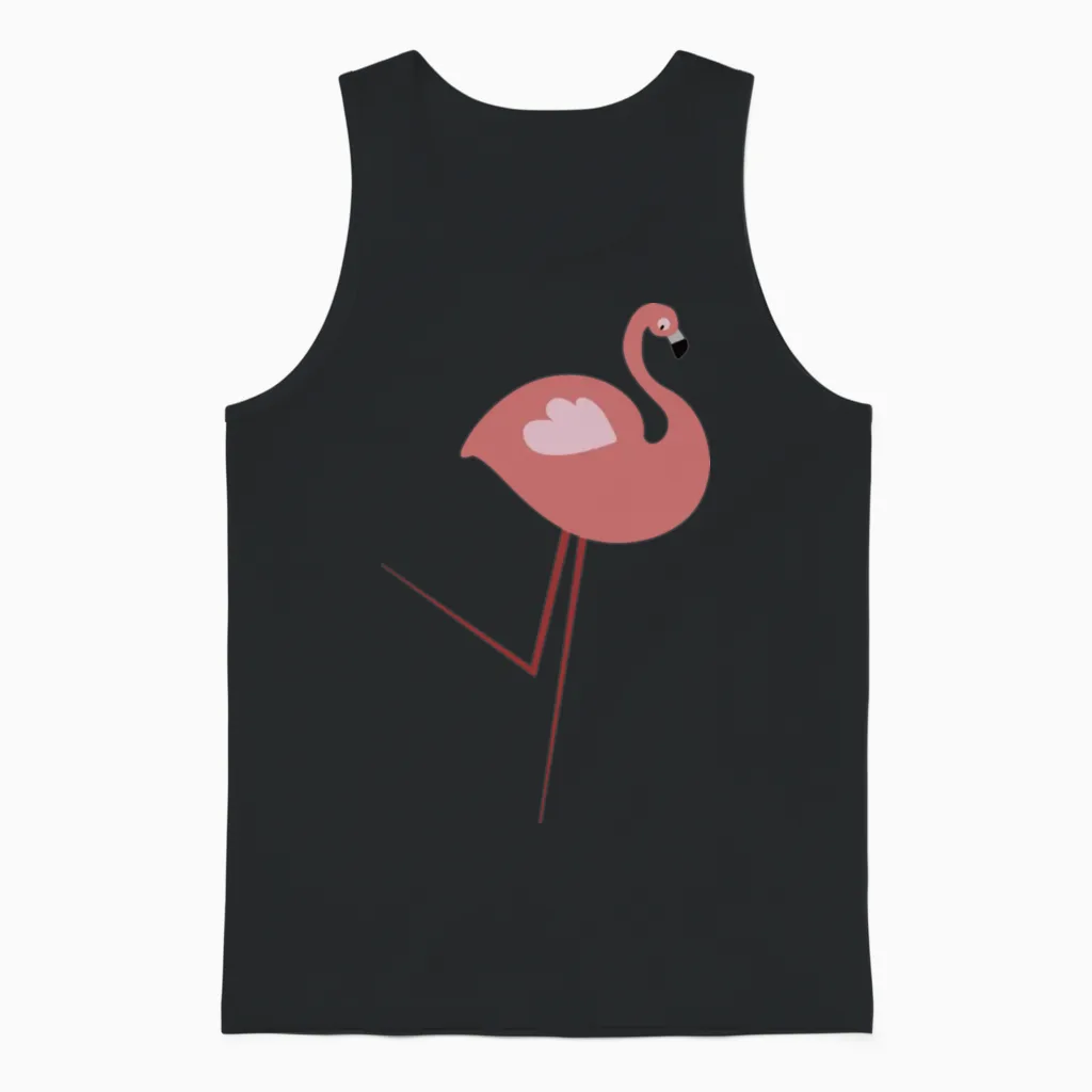 Funny Minimal Flamingo Unisex Tank Top in Black