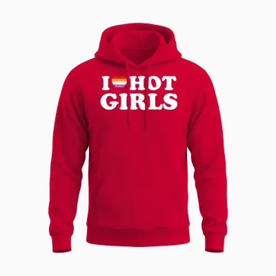 Lesbian Flag I Love Hot Girls Lesbian Unisex Hoodie - Red