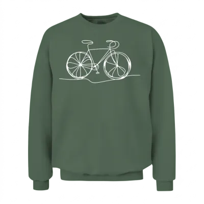 Bicycle Bike Cycle - One Line Art - Cyclist Biking Unisex Sweatshirt - Military Green