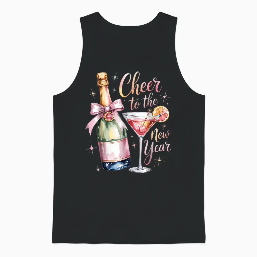 Cheers to the New Year 2026 Champagne New Years Eve Party Unisex Tank Top in Black