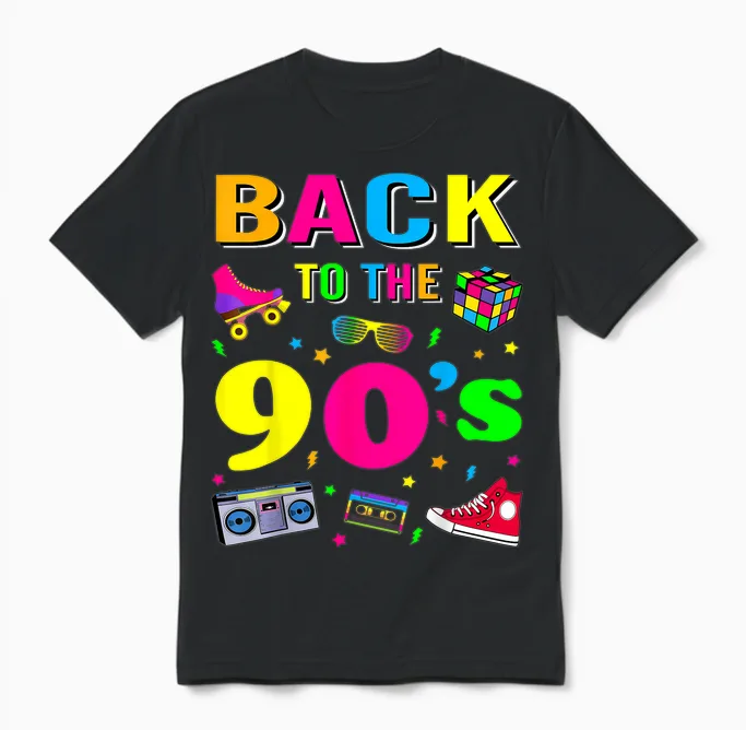 90s Retro Motto I Love 90's Unisex T-Shirt in Black