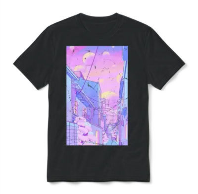 Vaporwave Aesthetic Unisex T-Shirt - Black