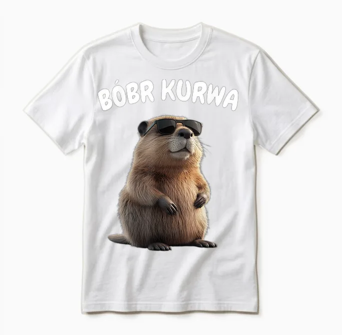 Polnischer Biber Spruch "bober Kurwa" Ja Pierdole Bobr Unisex T-Shirt in White