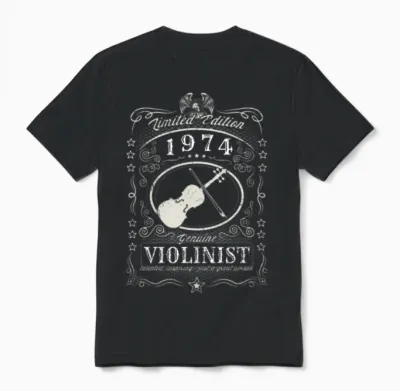 Vintage 1974 Violinist Birthday Gift Violin Player Unisex T-Shirt - Black