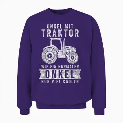 Men's Funny Father's Day T-Shirt Uncle Tractor Like Normal Uncle Unisex Sweatshirt - Purple