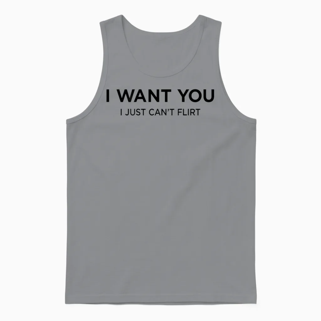 I Want You. I Just Can’t Flirt X Hot Lover Valentinstag Back Unisex Tank Top in Sport Grey