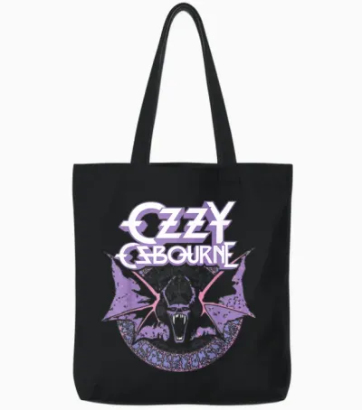 Ozzy Osbourne Fledermaus Pastell T-Shirt Für Männer, Schwarz, Kurzarm, S Tote Bags - Black