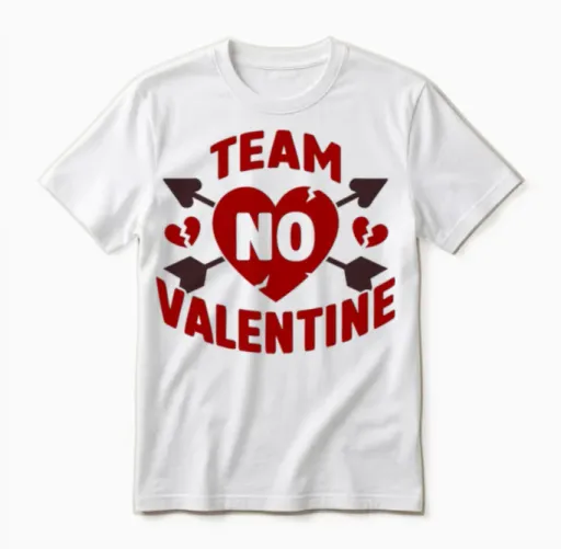 Team No Valentine Anti Valentine Unisex T-Shirt in White