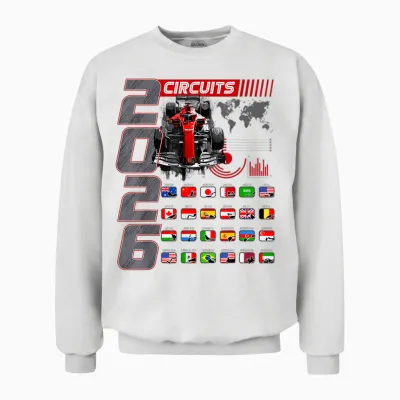 Racing Car Calendar 2026 Racing Schedules Places Unisex Sweatshirt - White