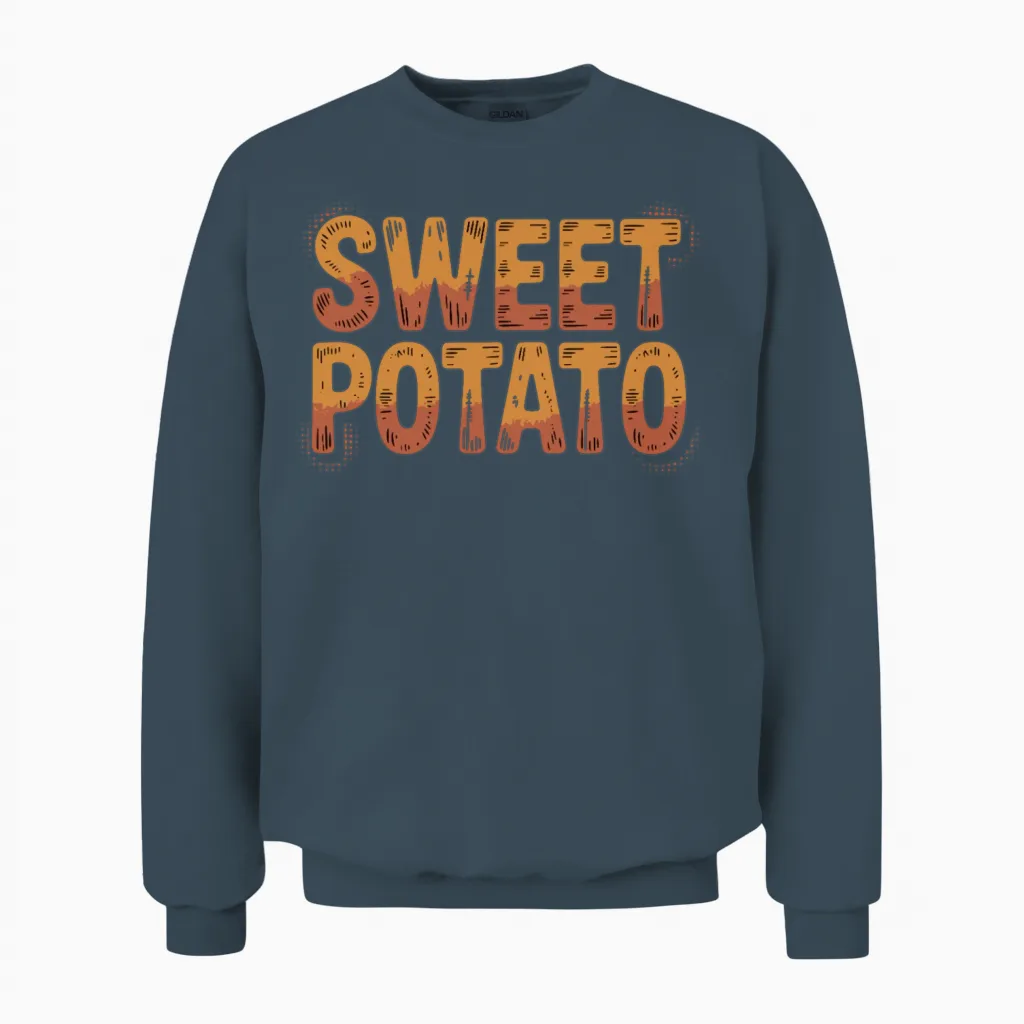 Rustic Sweet Potato Typography Unisex Sweatshirt in Dark Heather