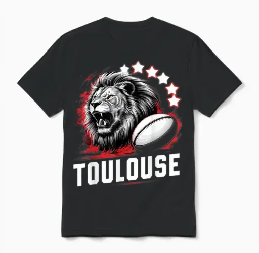 Toulouse Six Stars Supporter Toulouse Gift Humour Unisex T-Shirt in Black