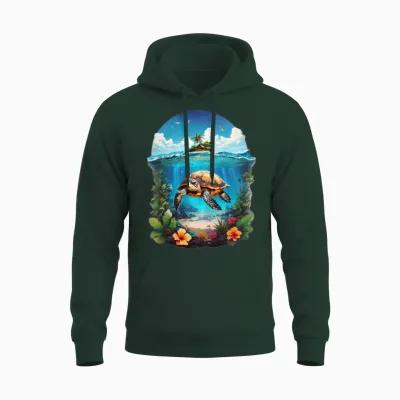 Sea Turtle Delight Unisex Hoodie - Forest