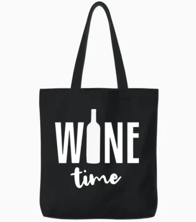 Wine Time Tote Bags - Black